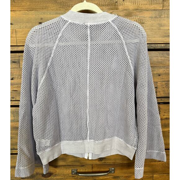 NWT Electric&Rose Gray Mesh Perforated Sheer Bomber Jacket Sz S - Picture 2 of 8